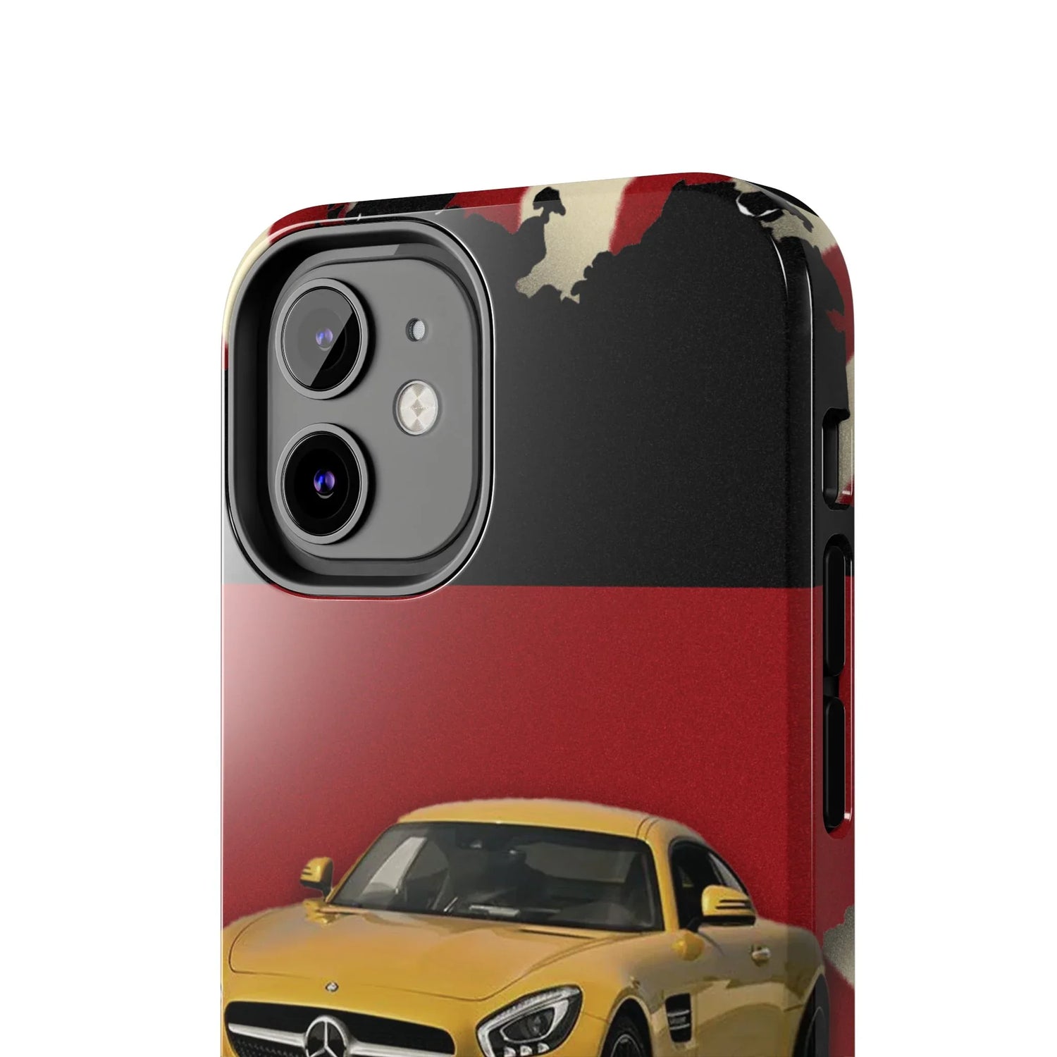 Mercedes Sports Car Tough Phone Case — Yellow GT on Red &amp; Black Background - DiwaKi