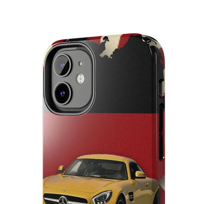 Mercedes Sports Car Tough Phone Case — Yellow GT on Red &amp; Black Background - DiwaKi