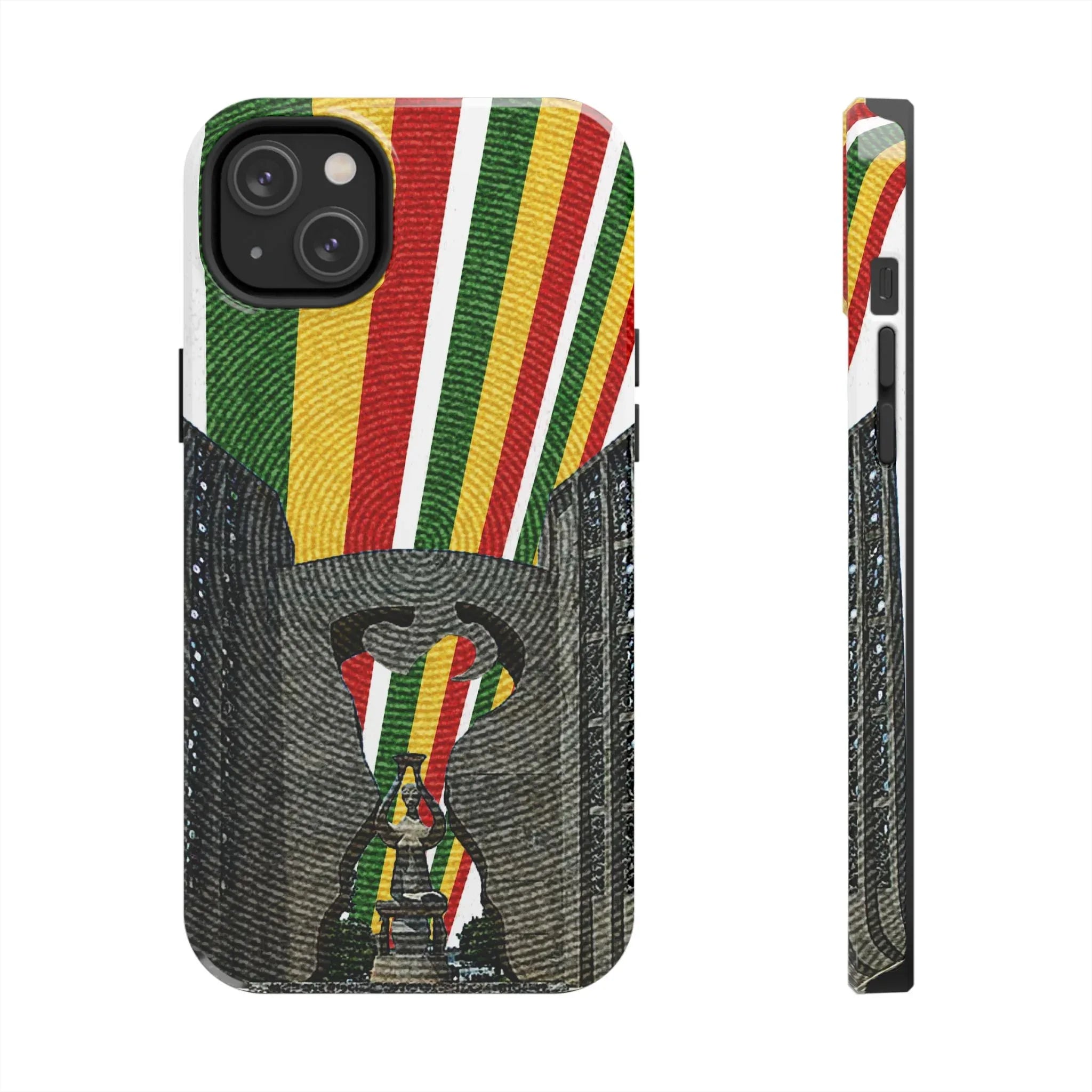 Togo Tough Phone Case — Durable Denim Look with Red Yellow Green Design - DiwaKi