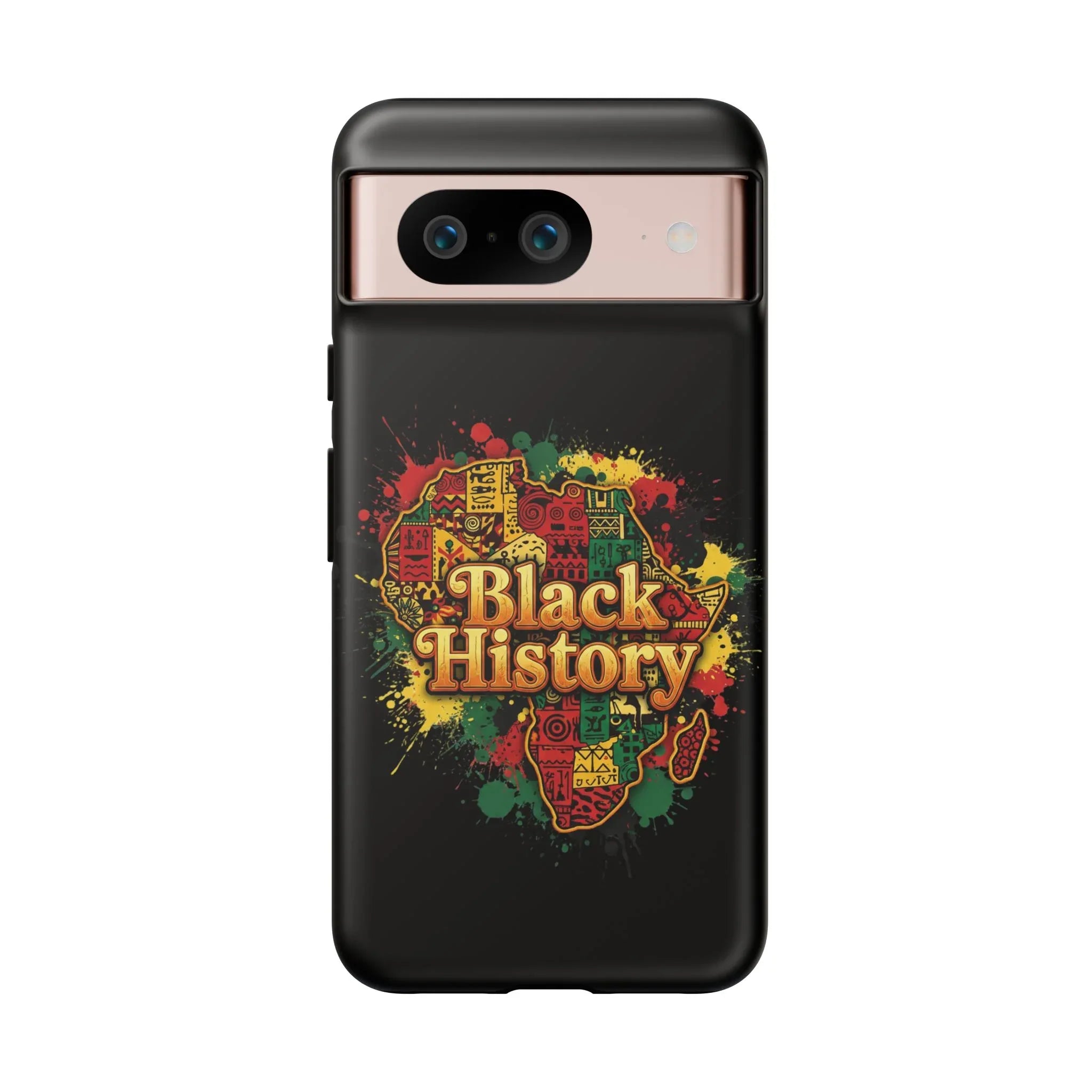 Black History Phone Case — Afrocentric Map Design, Bold Red‑Green‑Gold Splash - DiwaKi