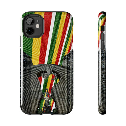 Togo Tough Phone Case — Durable Denim Look with Red Yellow Green Design - DiwaKi
