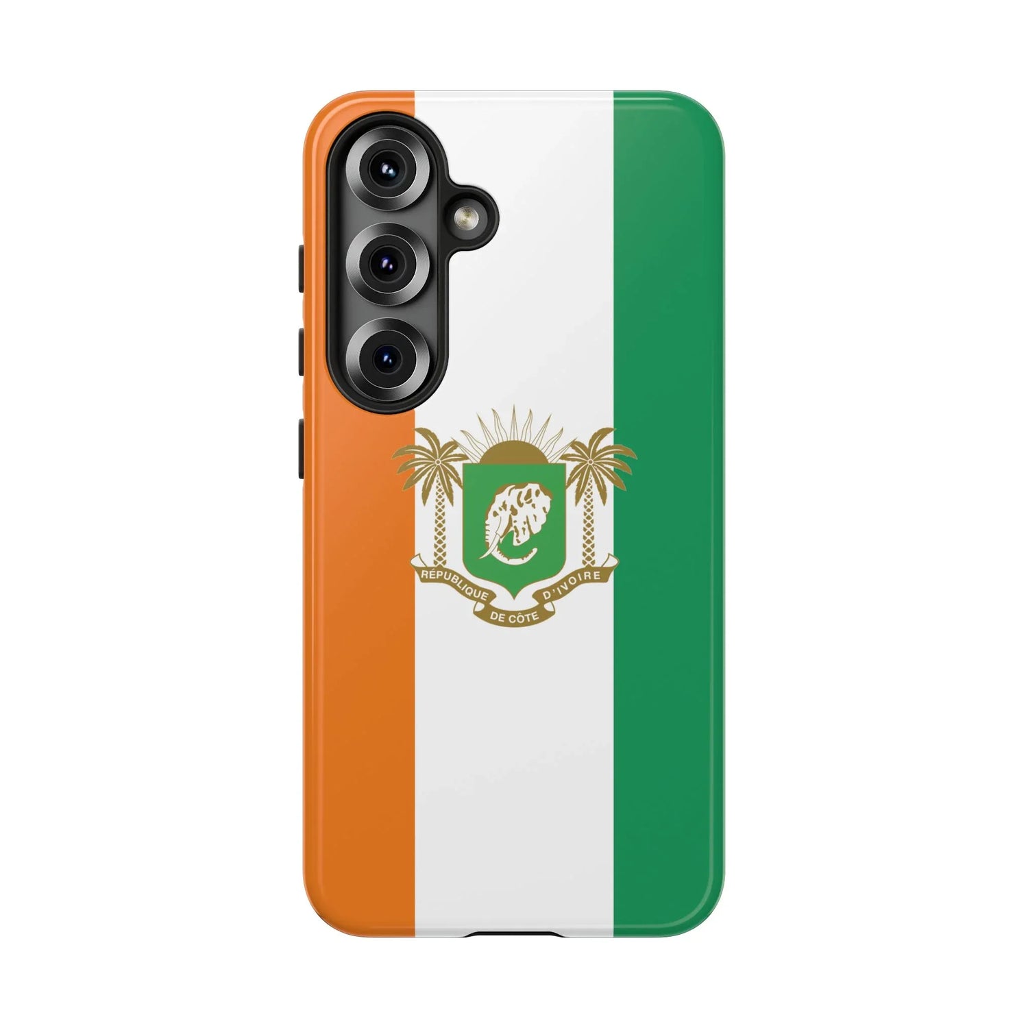 Ivory Coast Flag Tough Phone Case — Orange White Green Shield Crest - DiwaKi