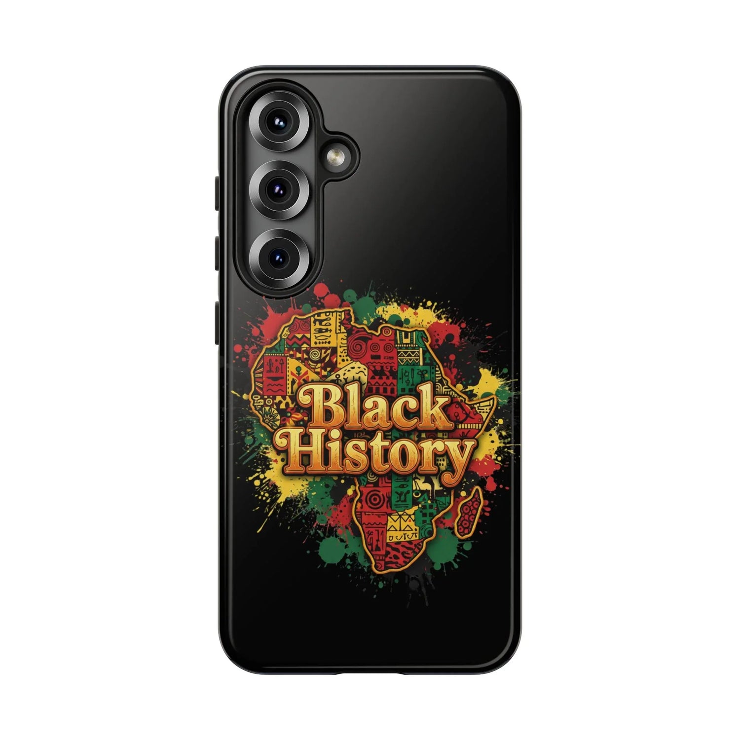 Black History Phone Case — Afrocentric Map Design, Bold Red‑Green‑Gold Splash - DiwaKi
