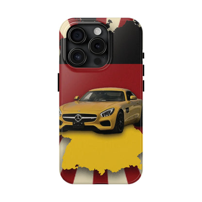 Mercedes Sports Car Tough Phone Case — Yellow GT on Red &amp; Black Background - DiwaKi