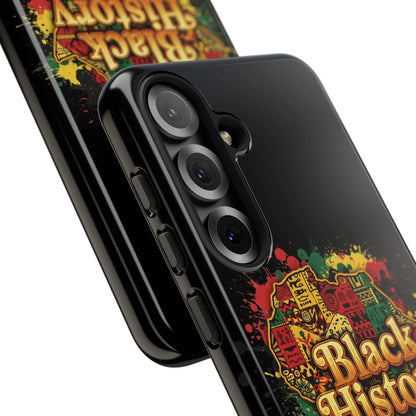 Black History Phone Case — Afrocentric Map Design, Bold Red‑Green‑Gold Splash - DiwaKi