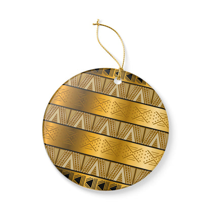 Gold Tribal Heart Ceramic Ornament — Decorative Holiday &amp; Gift Accent