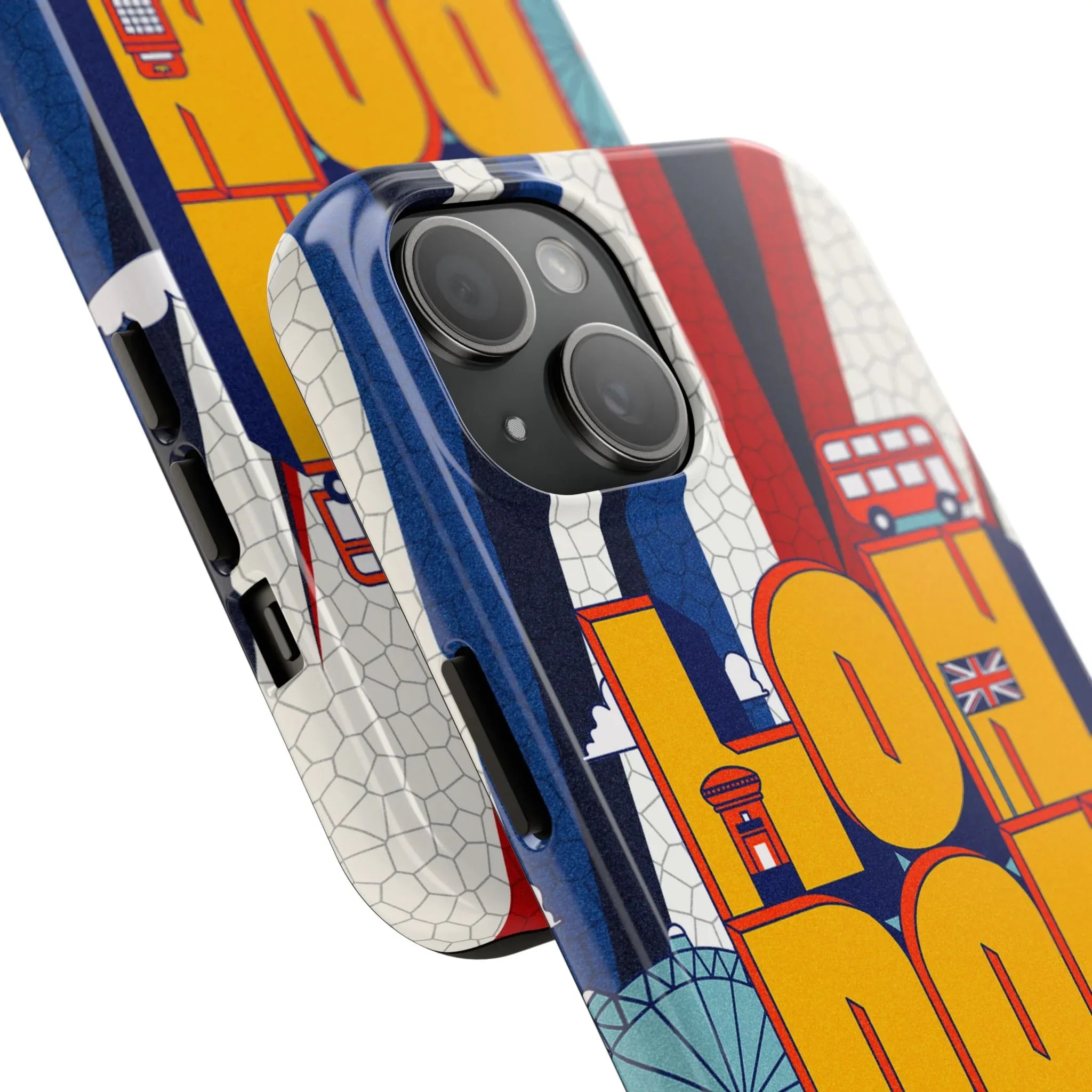 London Graphic Tough Phone Case – Retro Union Jack Travel Design - DiwaKi