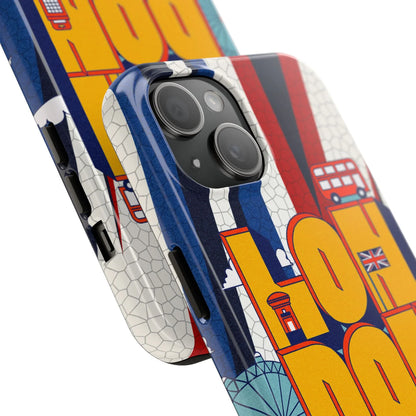 London Graphic Tough Phone Case – Retro Union Jack Travel Design - DiwaKi