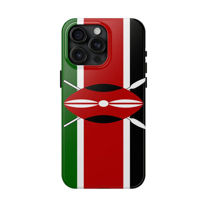 Kenya Flag Tough Phone Case — Protective Tribal Shield Design - DiwaKi