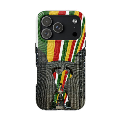 Togo Tough Phone Case — Durable Denim Look with Red Yellow Green Design - DiwaKi