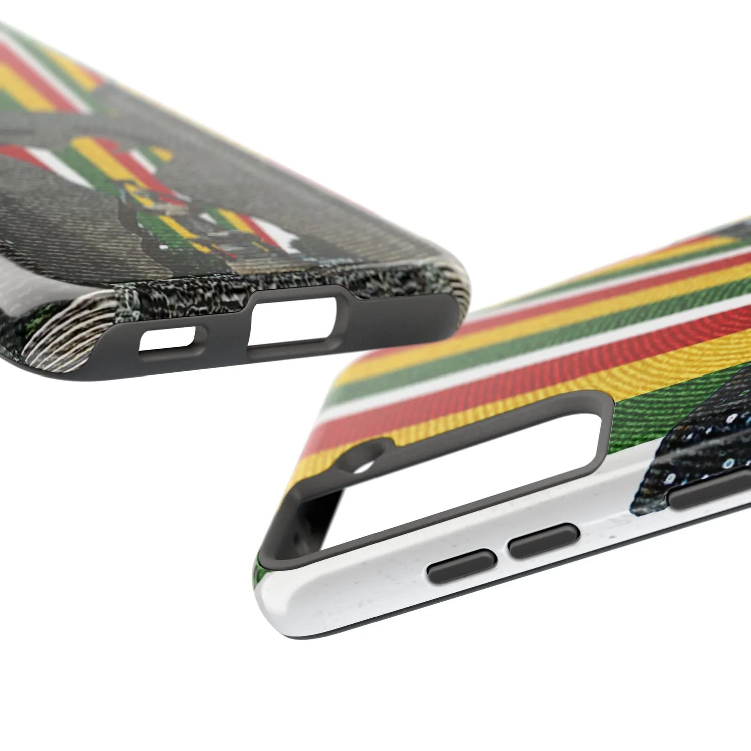 Togo Tough Phone Case — Durable Denim Look with Red Yellow Green Design - DiwaKi