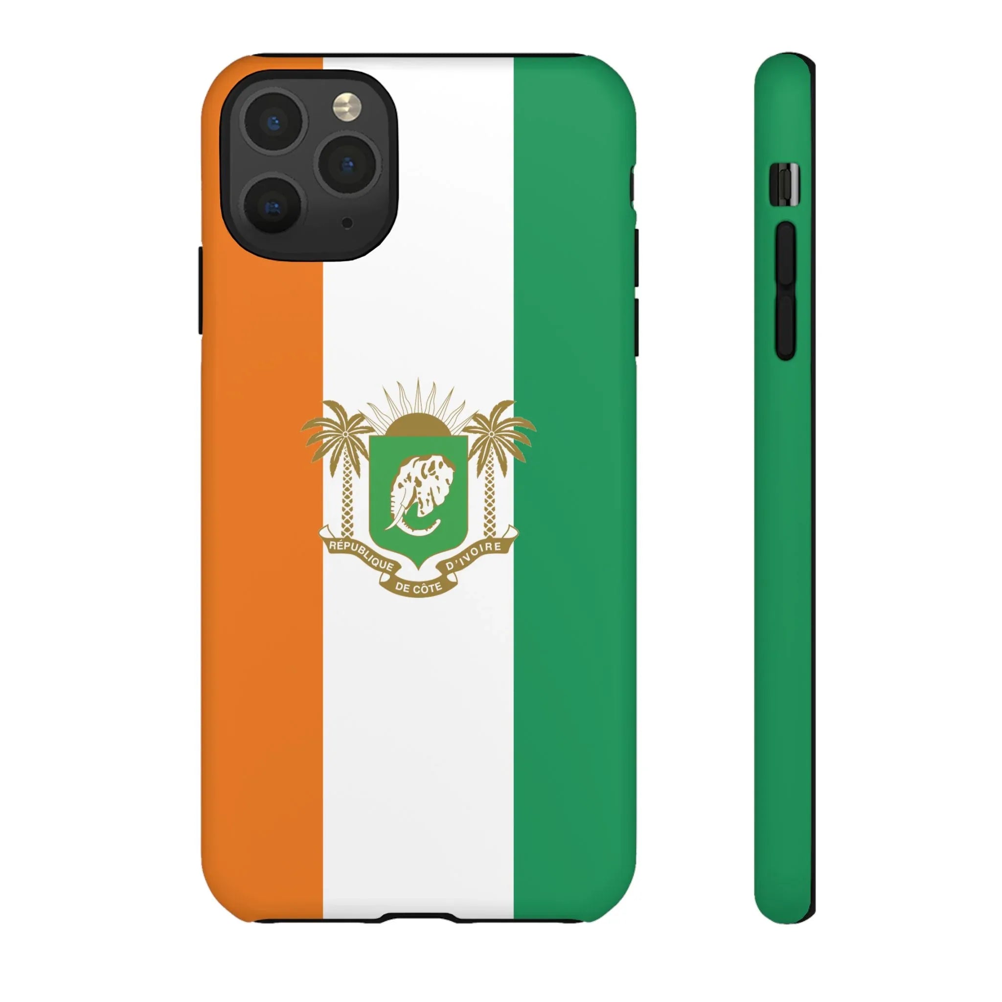 Ivory Coast Flag Tough Phone Case — Orange White Green Shield Crest - DiwaKi