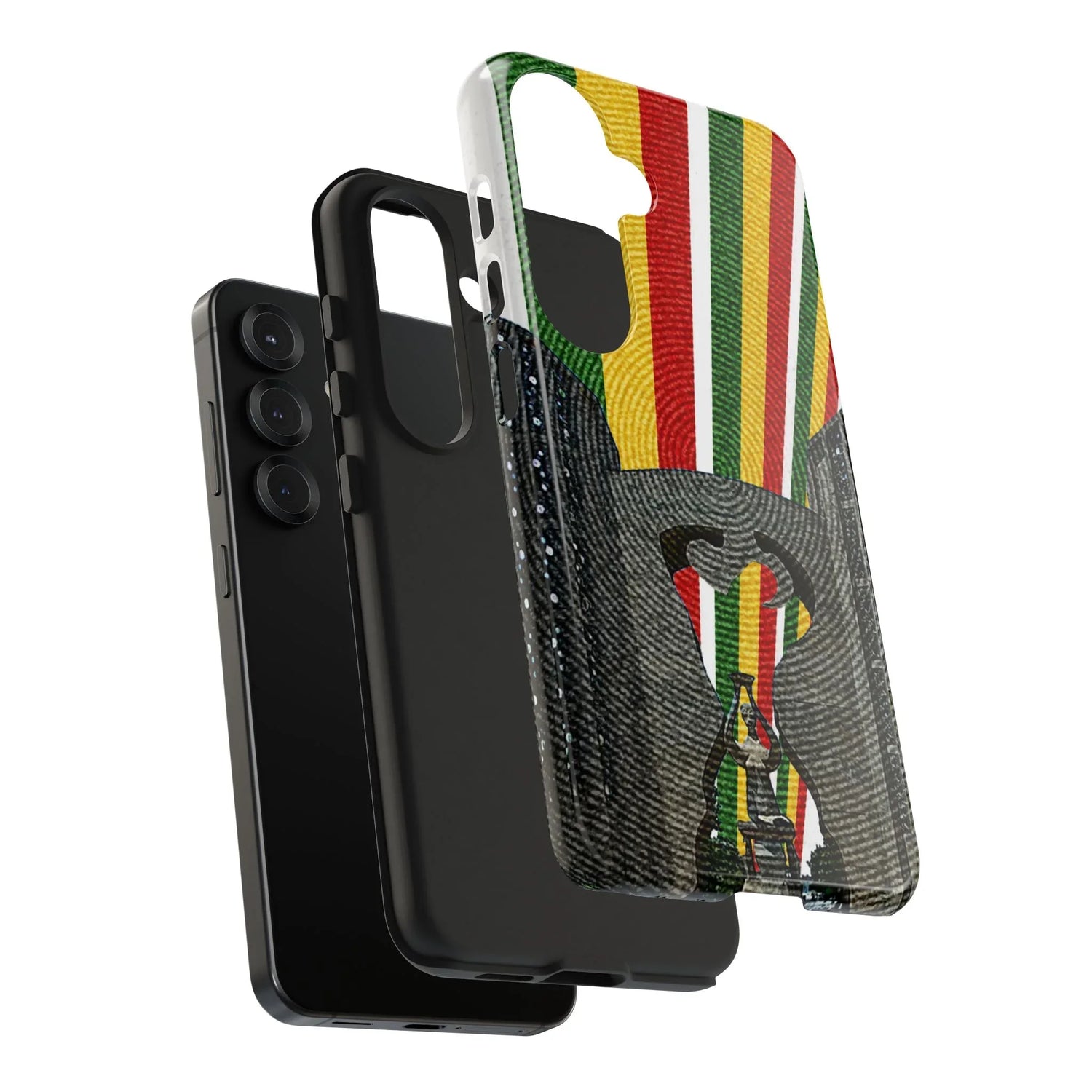 Togo Tough Phone Case — Durable Denim Look with Red Yellow Green Design - DiwaKi