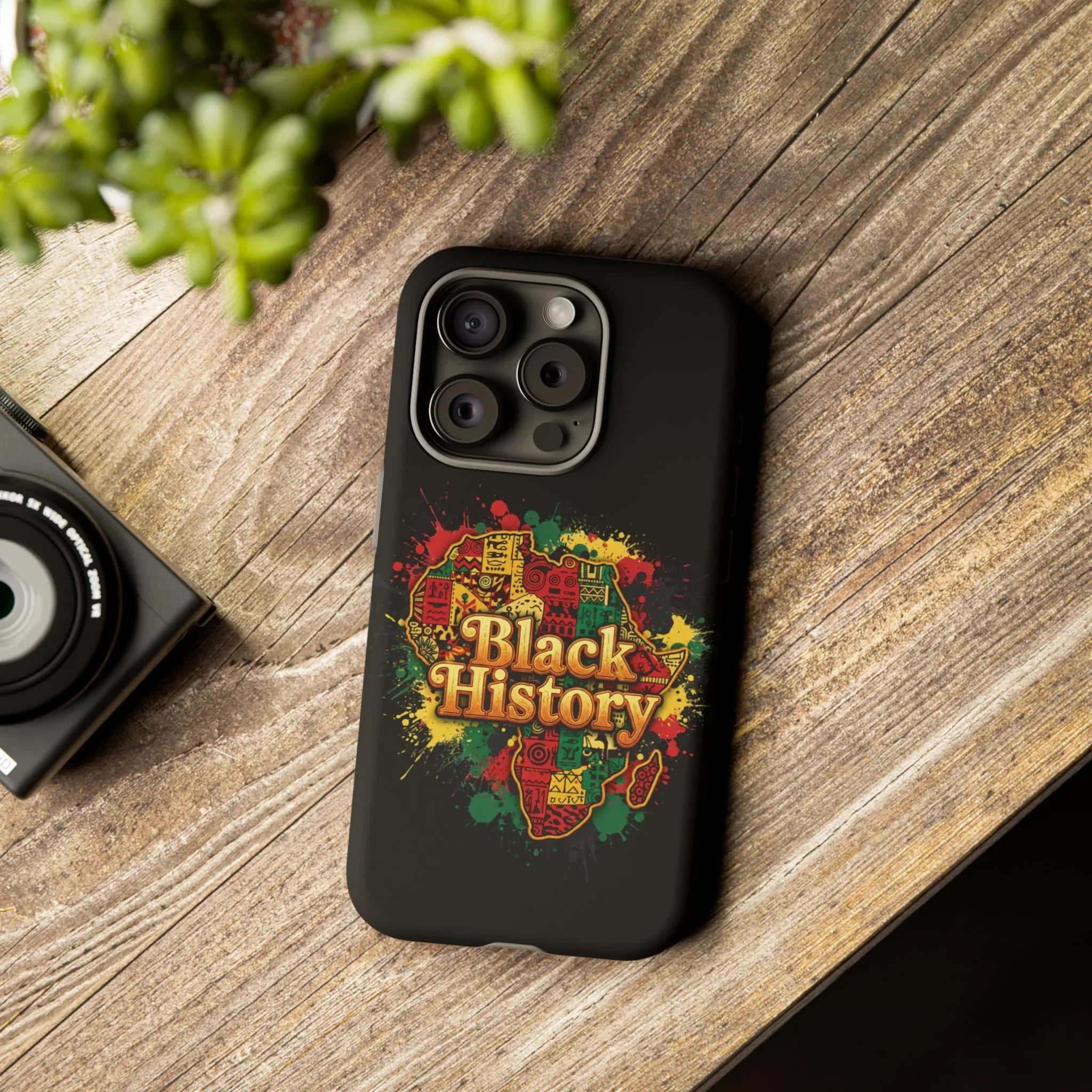 Black History Phone Case — Afrocentric Map Design, Bold Red‑Green‑Gold Splash - DiwaKi