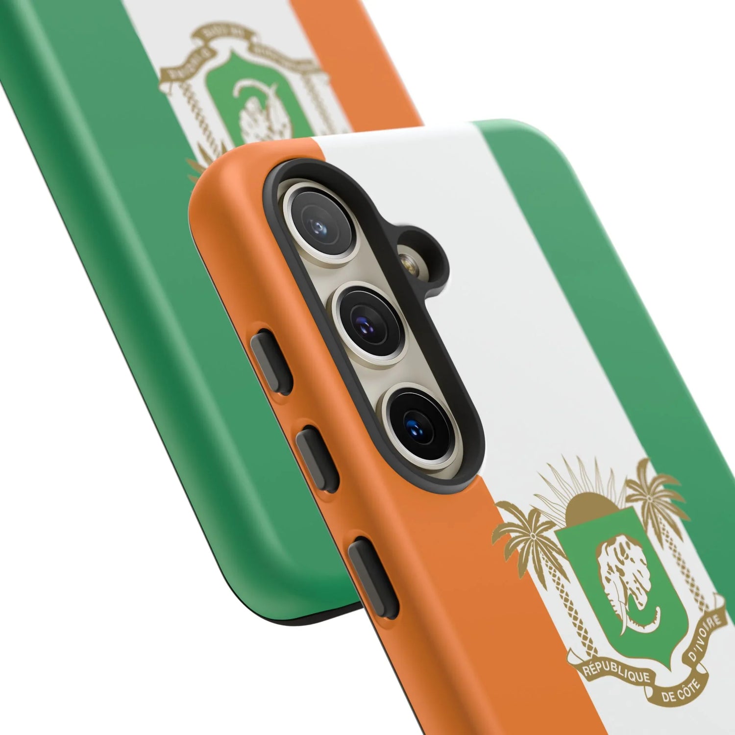 Ivory Coast Flag Tough Phone Case — Orange White Green Shield Crest - DiwaKi