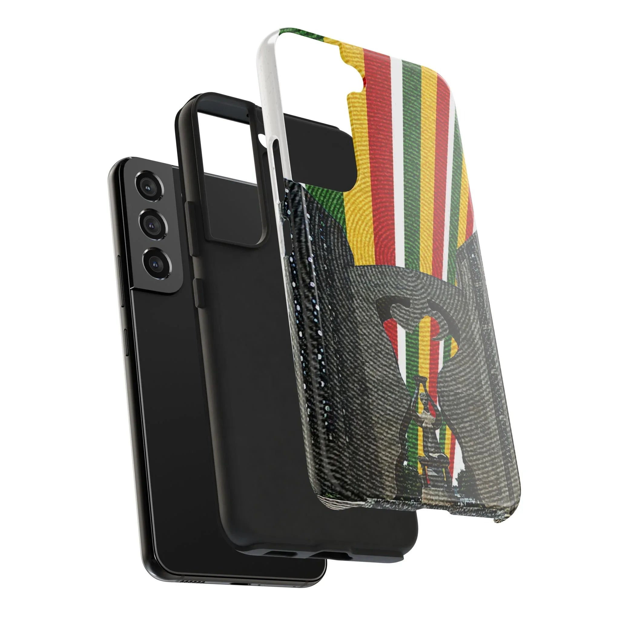 Togo Tough Phone Case — Durable Denim Look with Red Yellow Green Design - DiwaKi