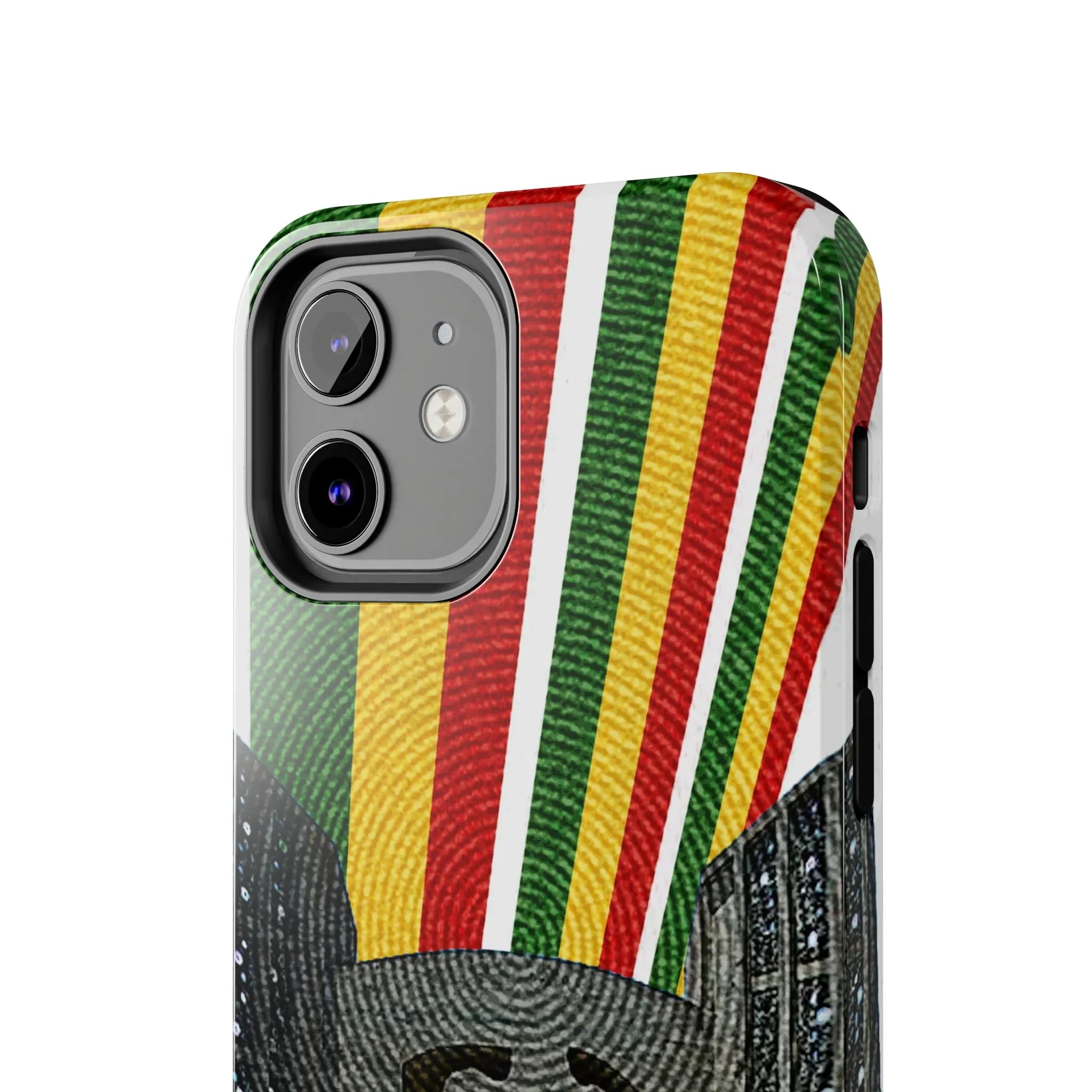 Togo Tough Phone Case — Durable Denim Look with Red Yellow Green Design - DiwaKi