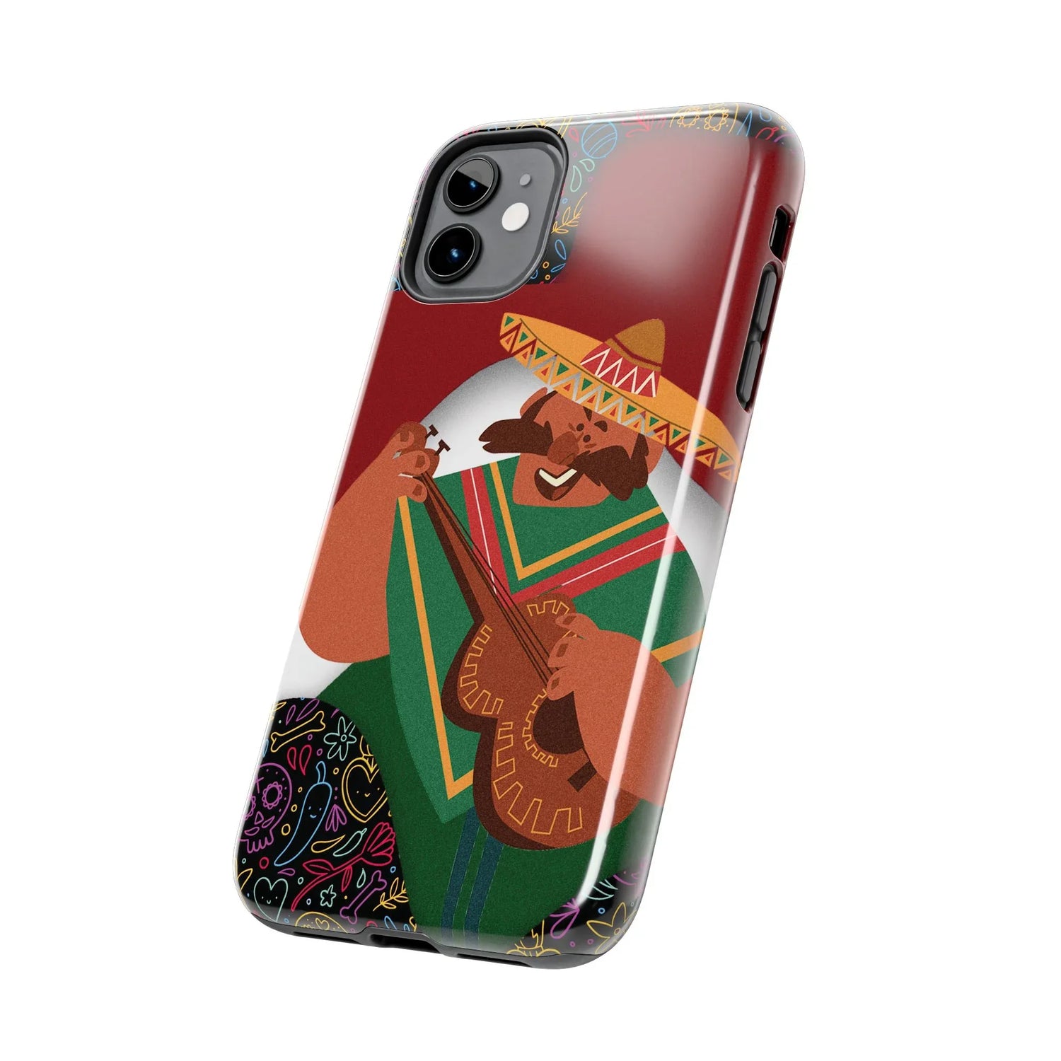 Mexico Mariachi Guitarist Tough Phone Case — Colorful Mexican Folk Art iPhone Cover - DiwaKi