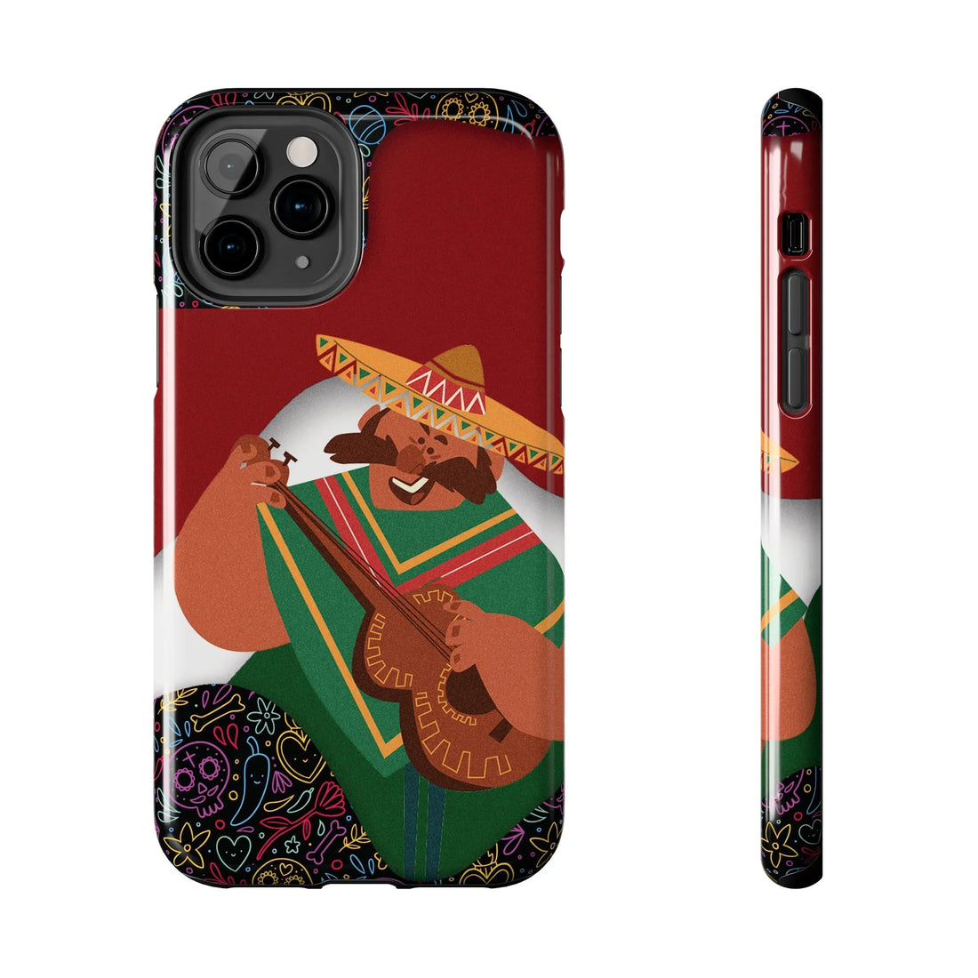 Mexico Mariachi Guitarist Tough Phone Case — Colorful Mexican Folk Art iPhone Cover - DiwaKi