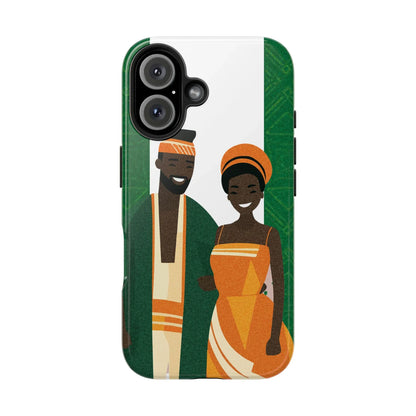 Tough Phone Case — Afrocentric Nigerian Couple Illustration, Protective Hard-Shell Phone Cover - DiwaKi