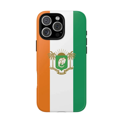 Ivory Coast Flag Tough Phone Case — Orange White Green Shield Crest - DiwaKi