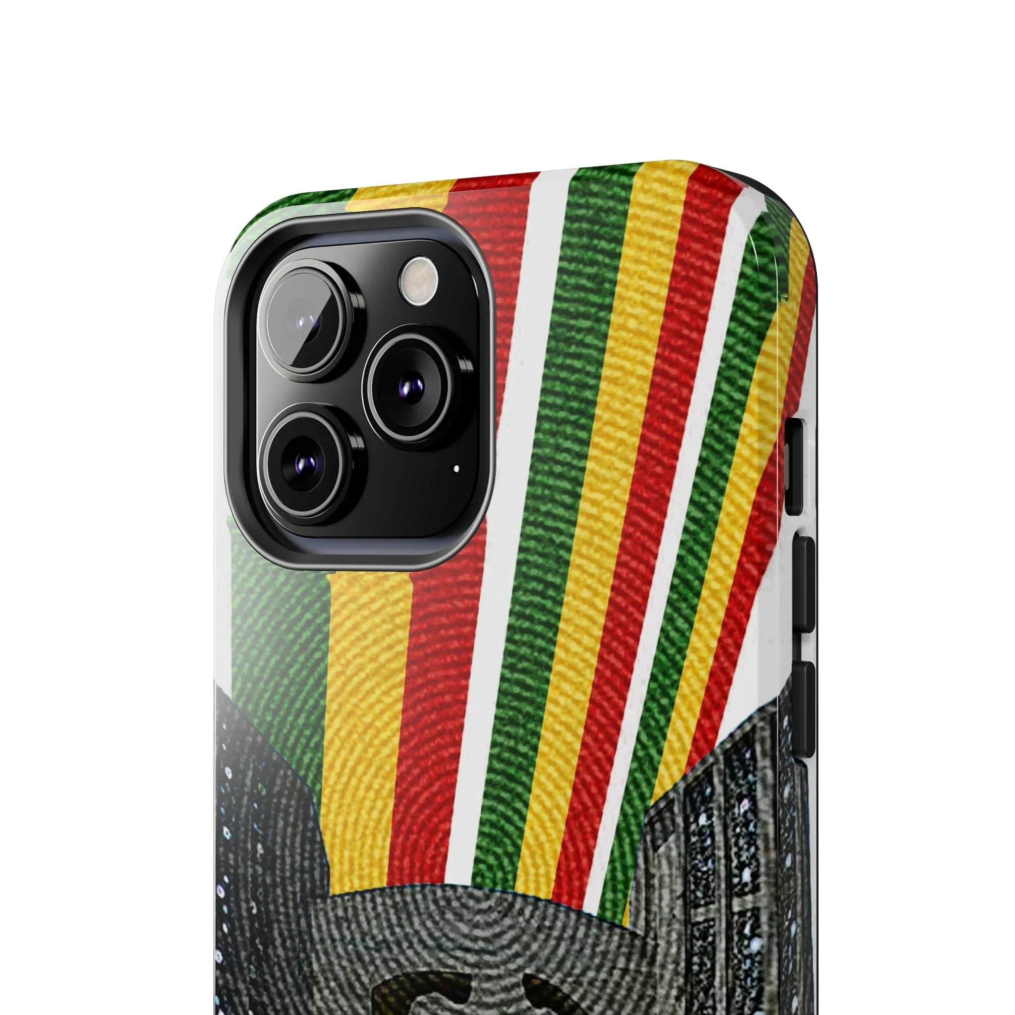 Togo Tough Phone Case — Durable Denim Look with Red Yellow Green Design - DiwaKi