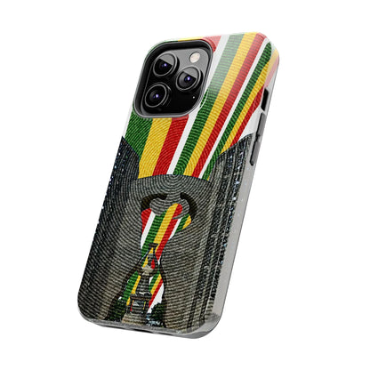 Togo Tough Phone Case — Durable Denim Look with Red Yellow Green Design - DiwaKi
