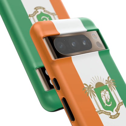 Ivory Coast Flag Tough Phone Case — Orange White Green Shield Crest - DiwaKi