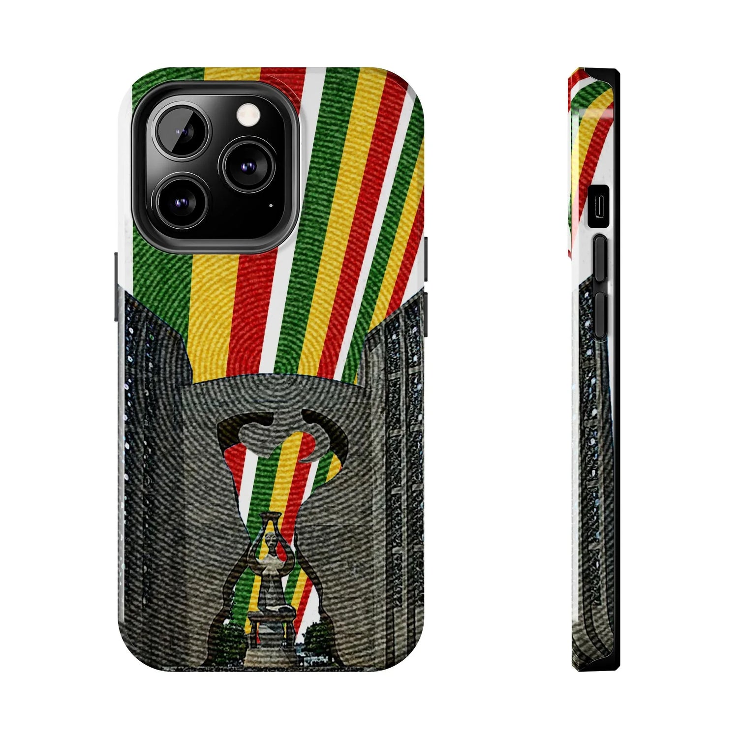 Togo Tough Phone Case — Durable Denim Look with Red Yellow Green Design - DiwaKi
