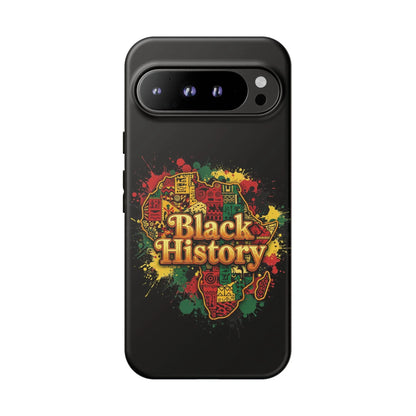 Black History Phone Case — Afrocentric Map Design, Bold Red‑Green‑Gold Splash - DiwaKi