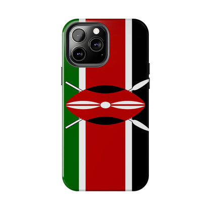 Kenya Flag Tough Phone Case — Protective Tribal Shield Design - DiwaKi