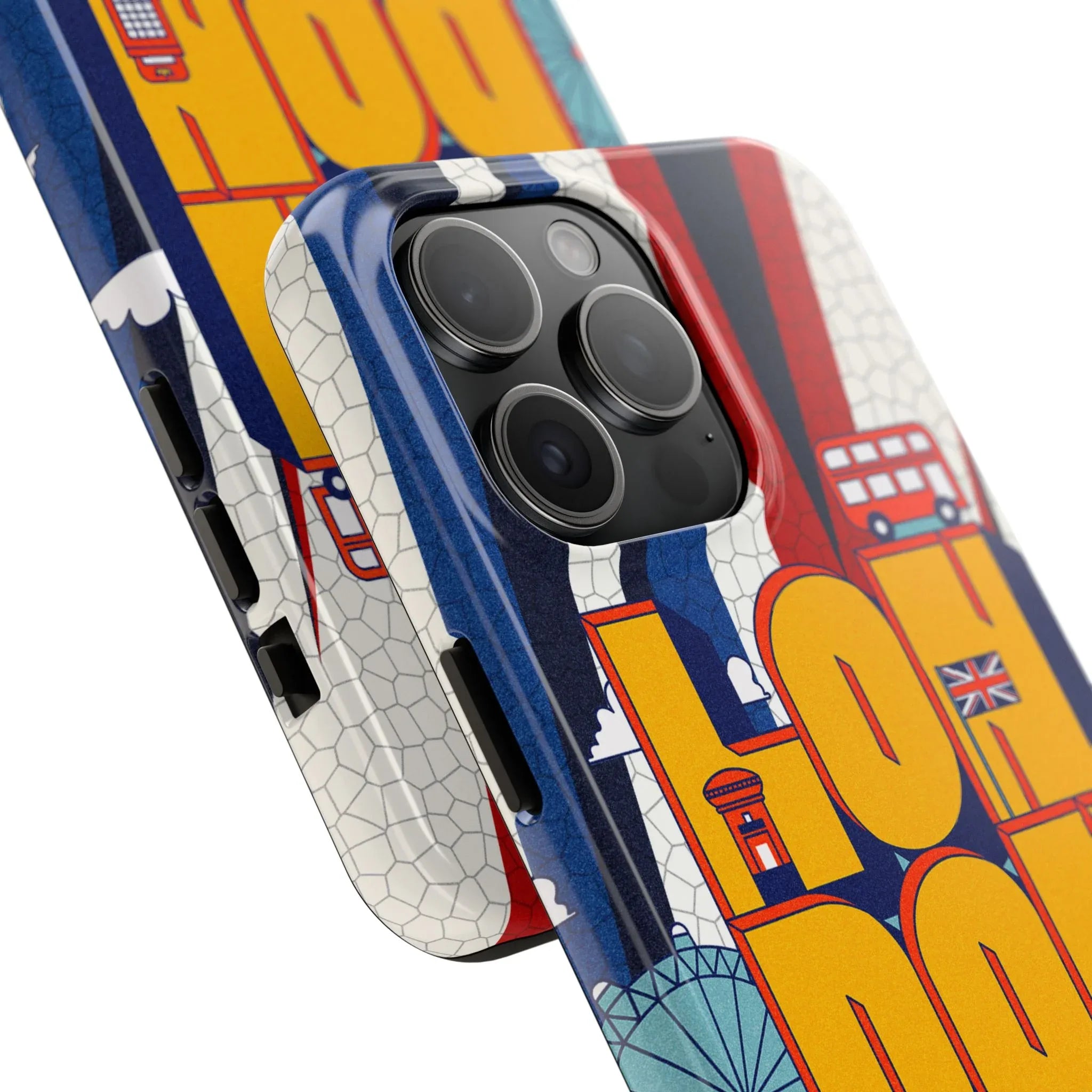 London Graphic Tough Phone Case – Retro Union Jack Travel Design - DiwaKi