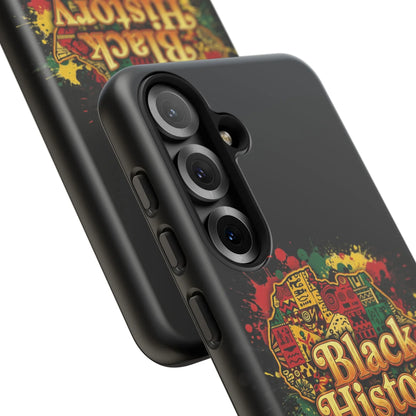 Black History Phone Case — Afrocentric Map Design, Bold Red‑Green‑Gold Splash - DiwaKi