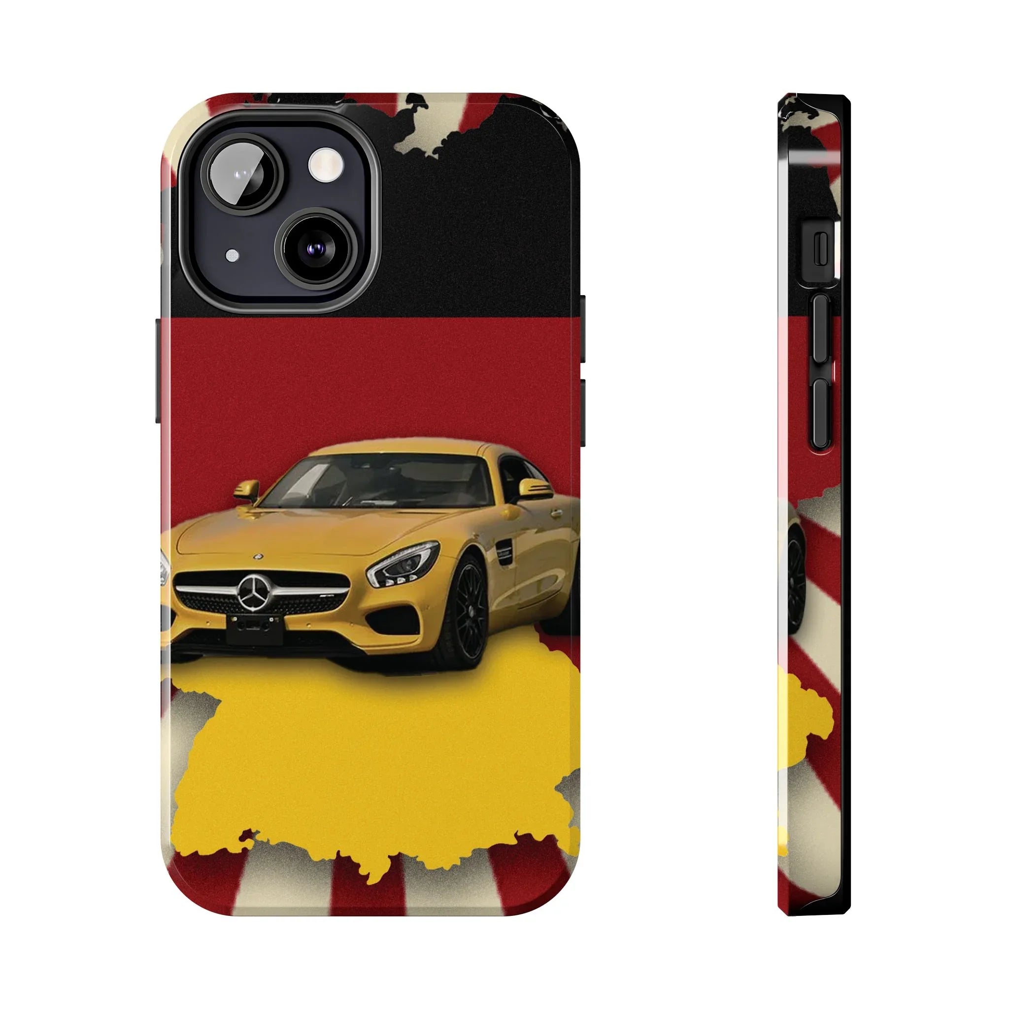 Mercedes Sports Car Tough Phone Case — Yellow GT on Red &amp; Black Background - DiwaKi