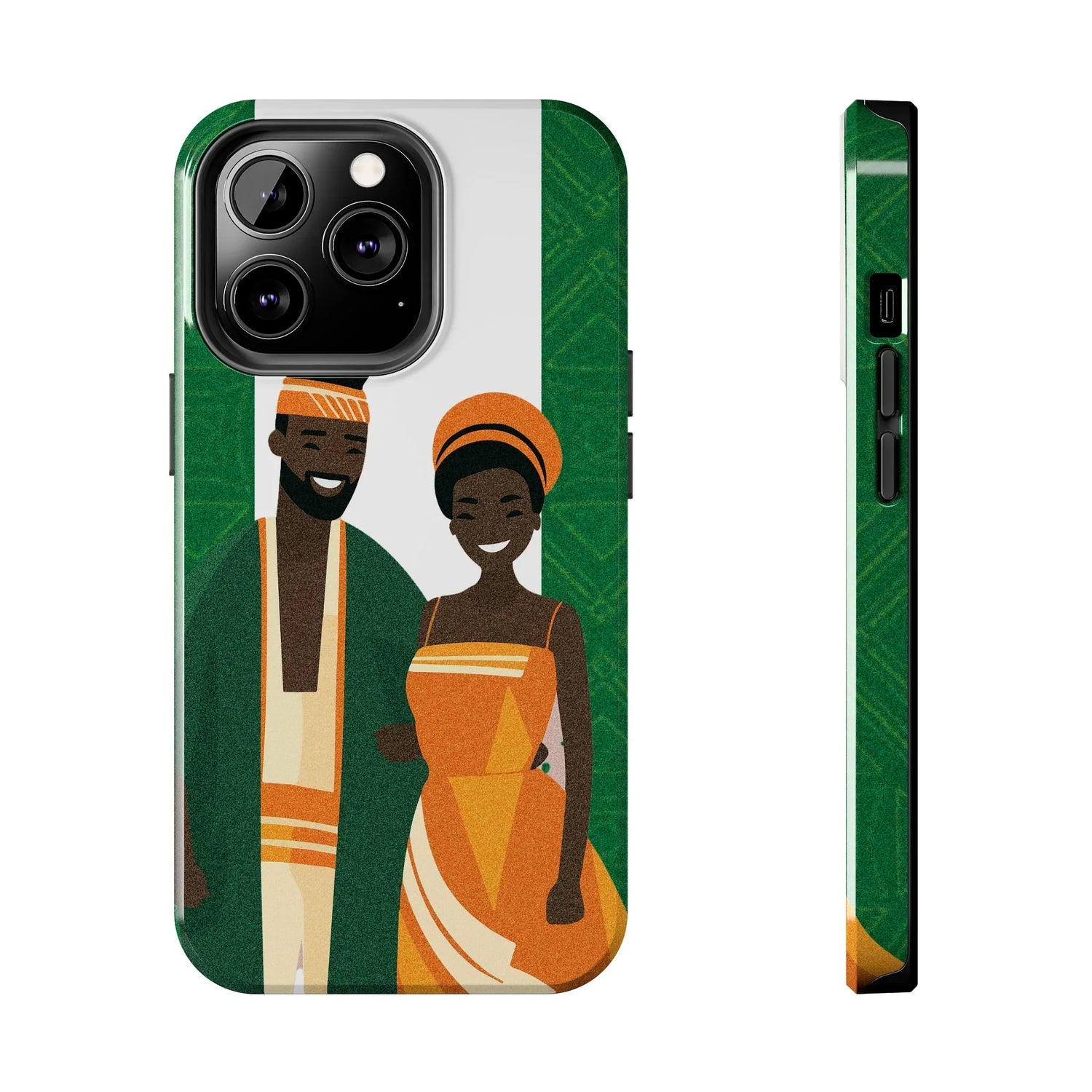 Tough Phone Case — Afrocentric Nigerian Couple Illustration, Protective Hard-Shell Phone Cover - DiwaKi