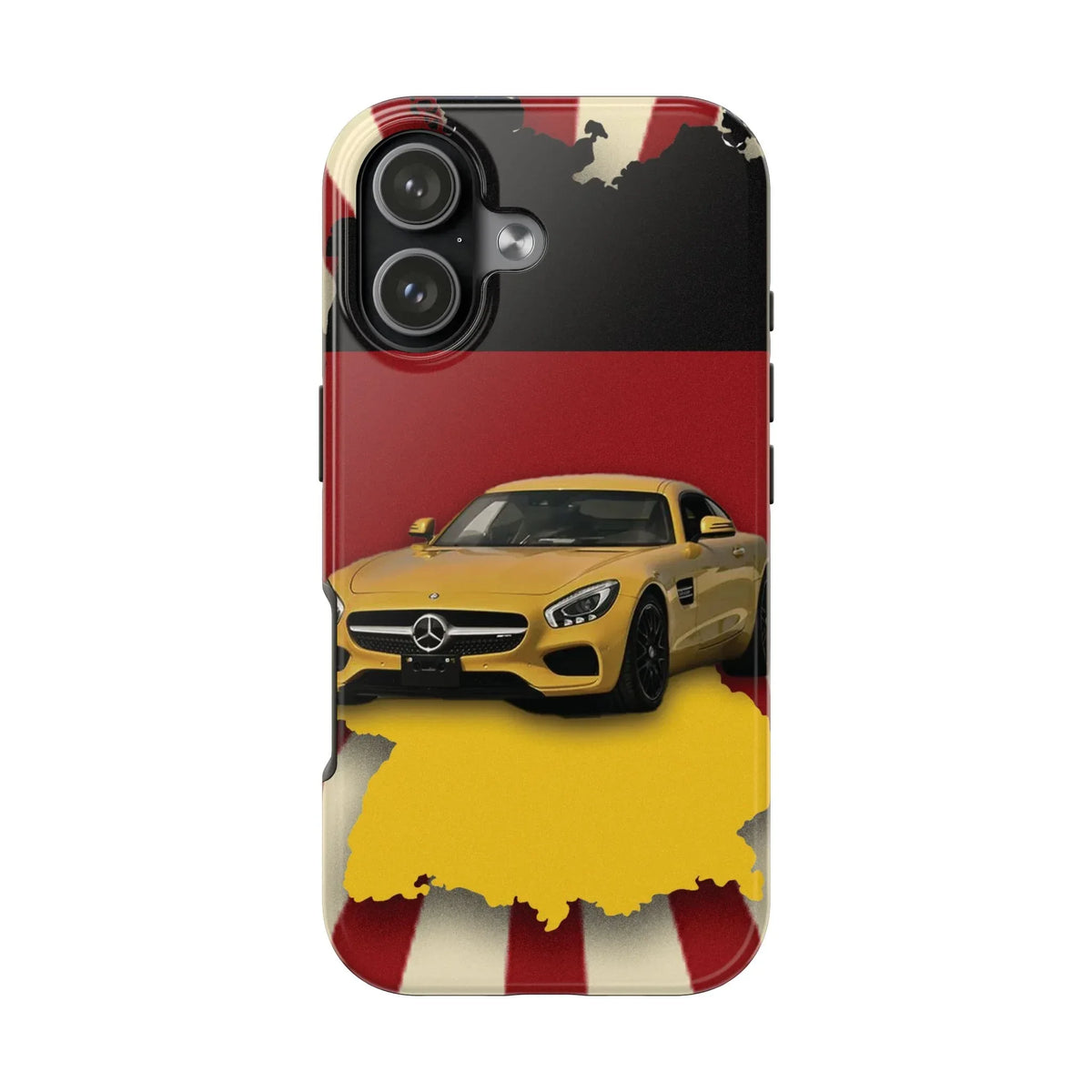 Mercedes Sports Car Tough Phone Case — Yellow GT on Red &amp; Black Background - DiwaKi