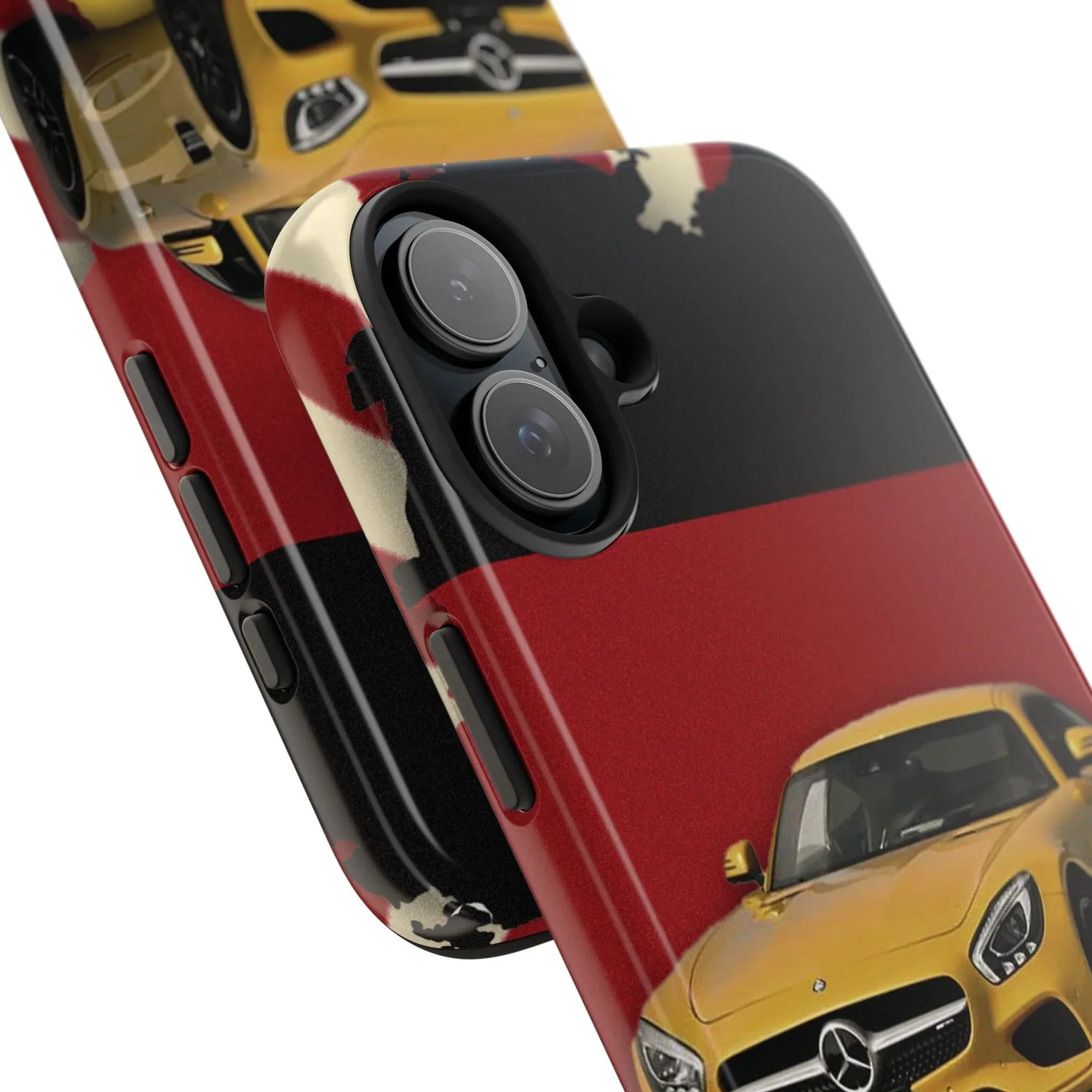 Mercedes Sports Car Tough Phone Case — Yellow GT on Red &amp; Black Background - DiwaKi