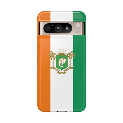 Ivory Coast Flag Tough Phone Case — Orange White Green Shield Crest - DiwaKi