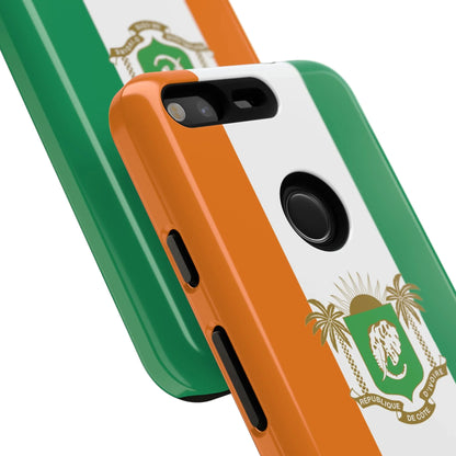 Ivory Coast Flag Tough Phone Case — Orange White Green Shield Crest - DiwaKi