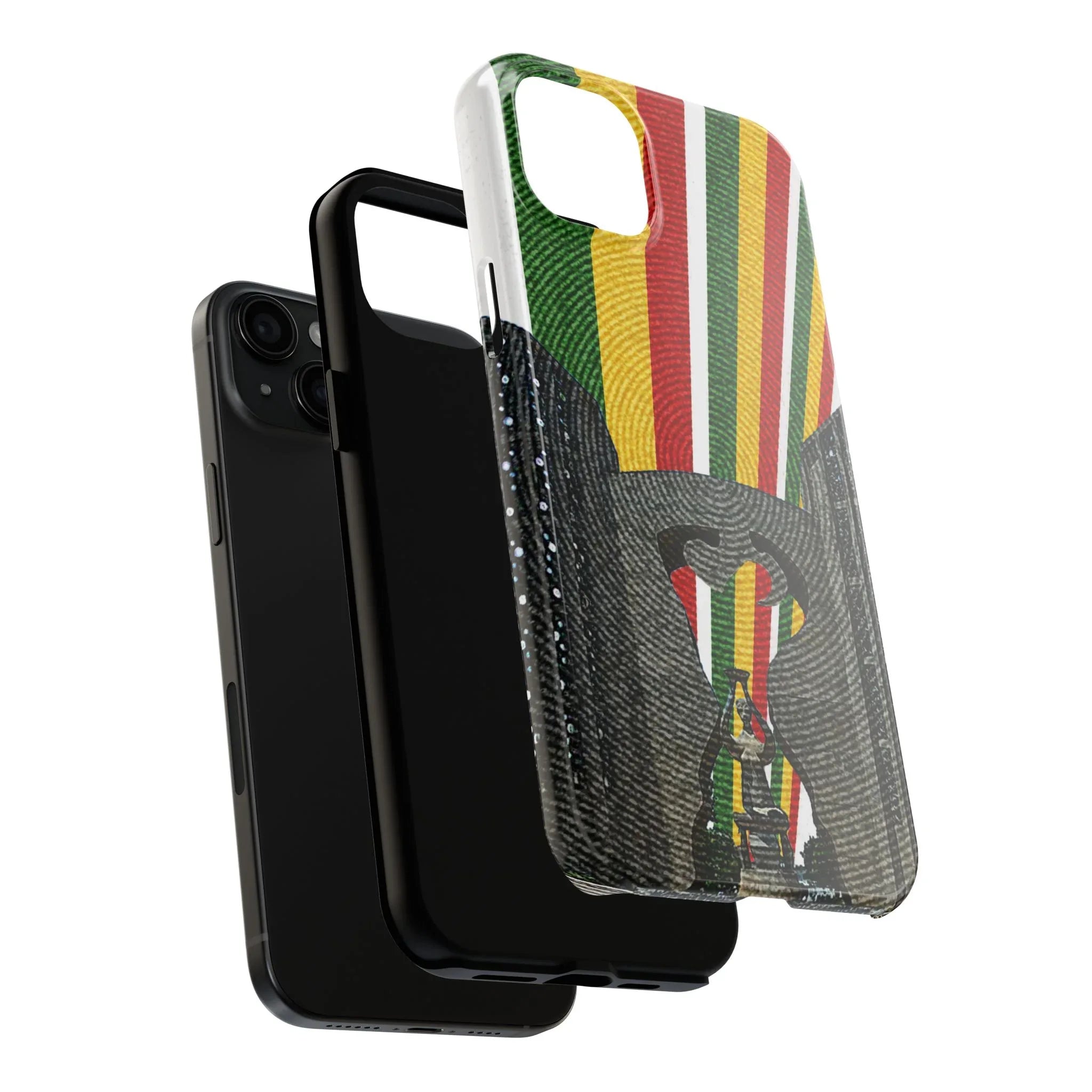 Togo Tough Phone Case — Durable Denim Look with Red Yellow Green Design - DiwaKi