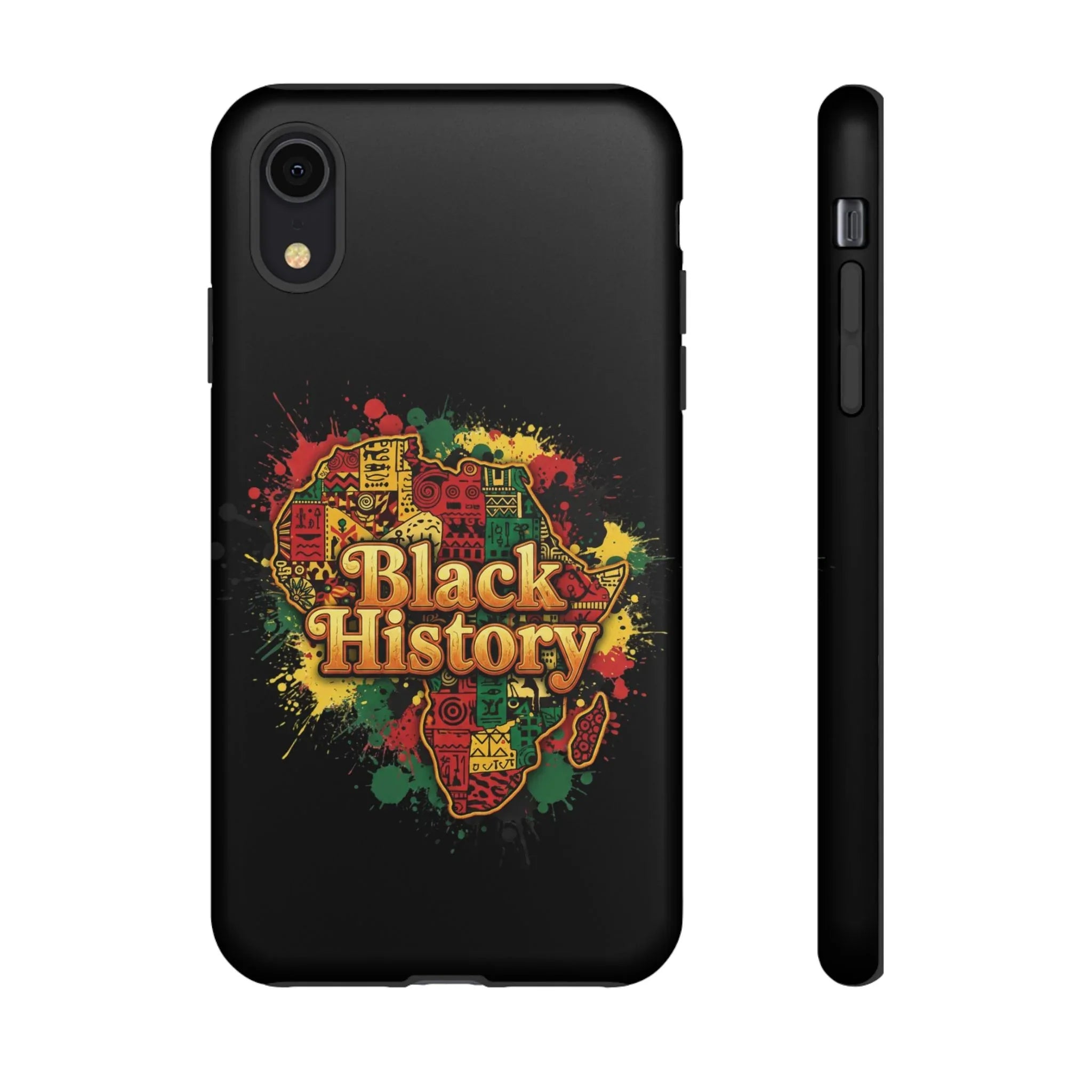 Black History Phone Case — Afrocentric Map Design, Bold Red‑Green‑Gold Splash - DiwaKi