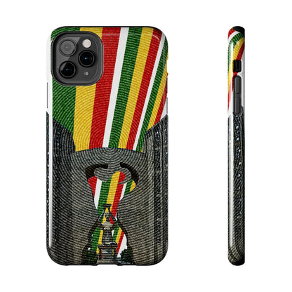 Togo Tough Phone Case — Durable Denim Look with Red Yellow Green Design - DiwaKi