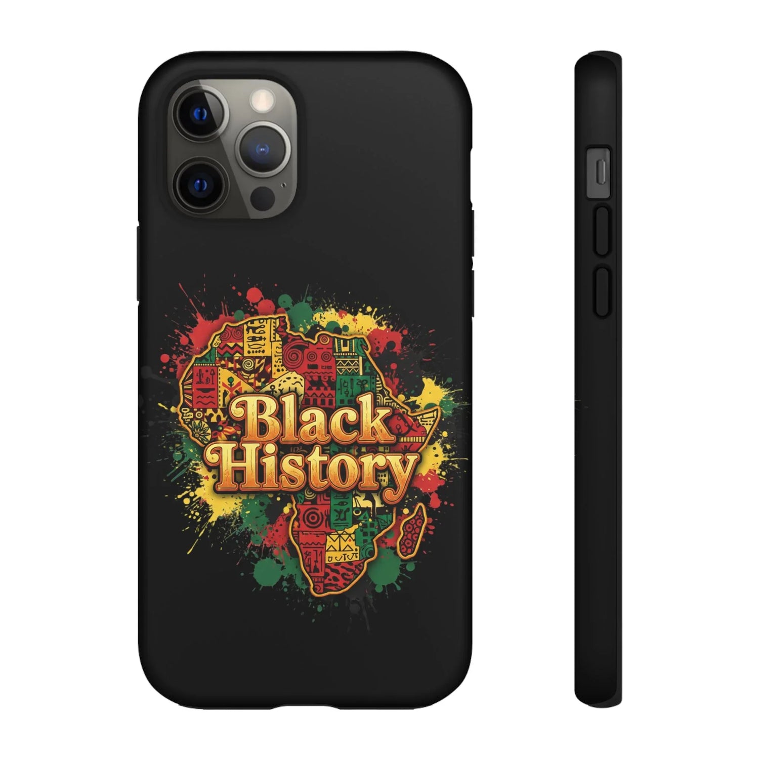 Black History Phone Case — Afrocentric Map Design, Bold Red‑Green‑Gold Splash - DiwaKi