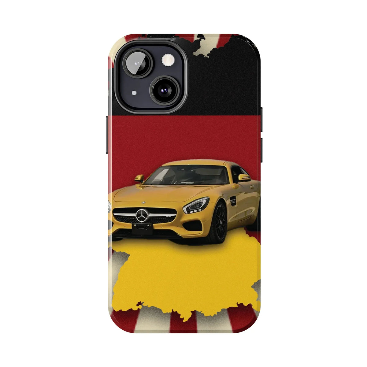 Mercedes Sports Car Tough Phone Case — Yellow GT on Red &amp; Black Background - DiwaKi