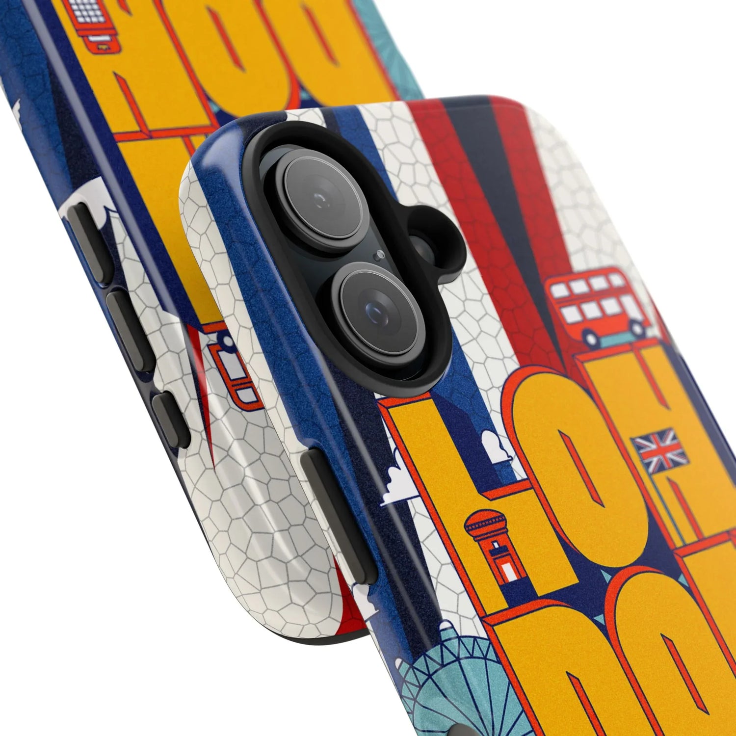 London Graphic Tough Phone Case – Retro Union Jack Travel Design - DiwaKi