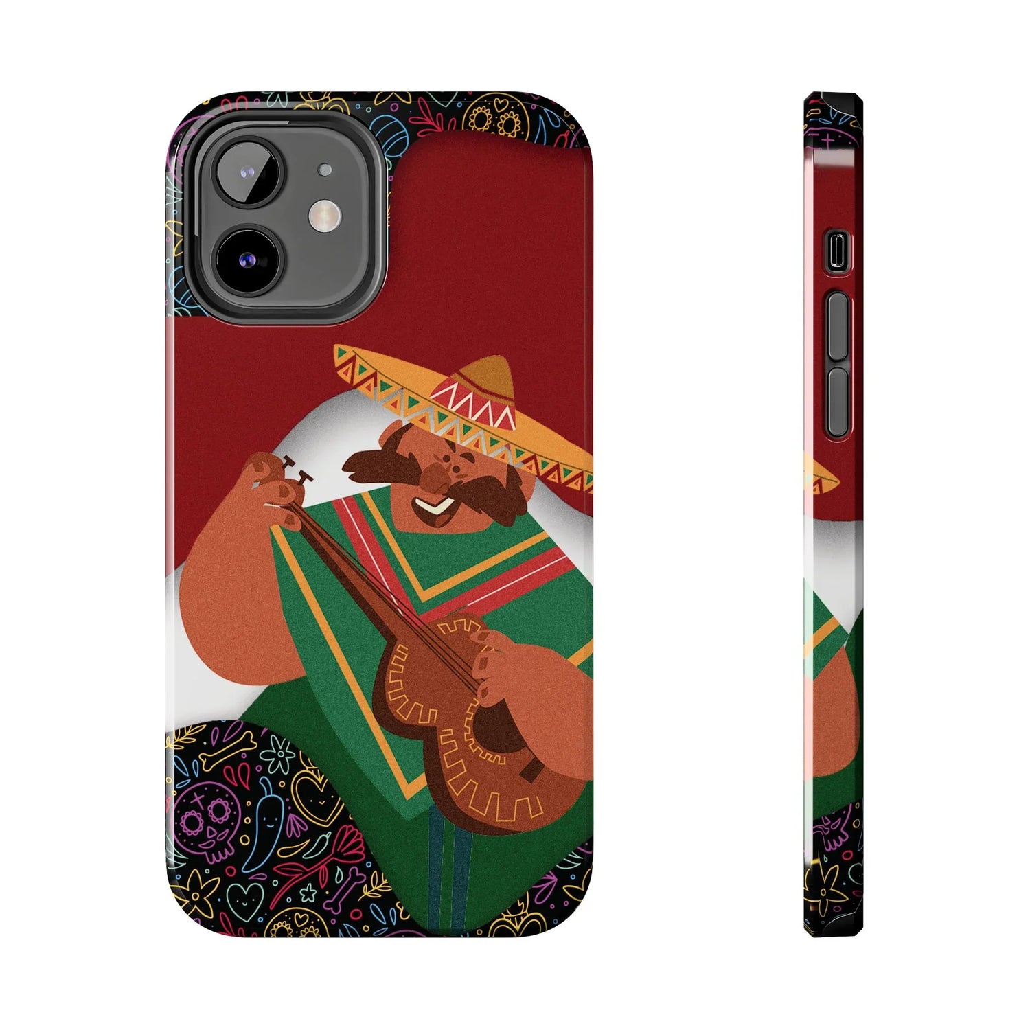 Mexico Mariachi Guitarist Tough Phone Case — Colorful Mexican Folk Art iPhone Cover - DiwaKi