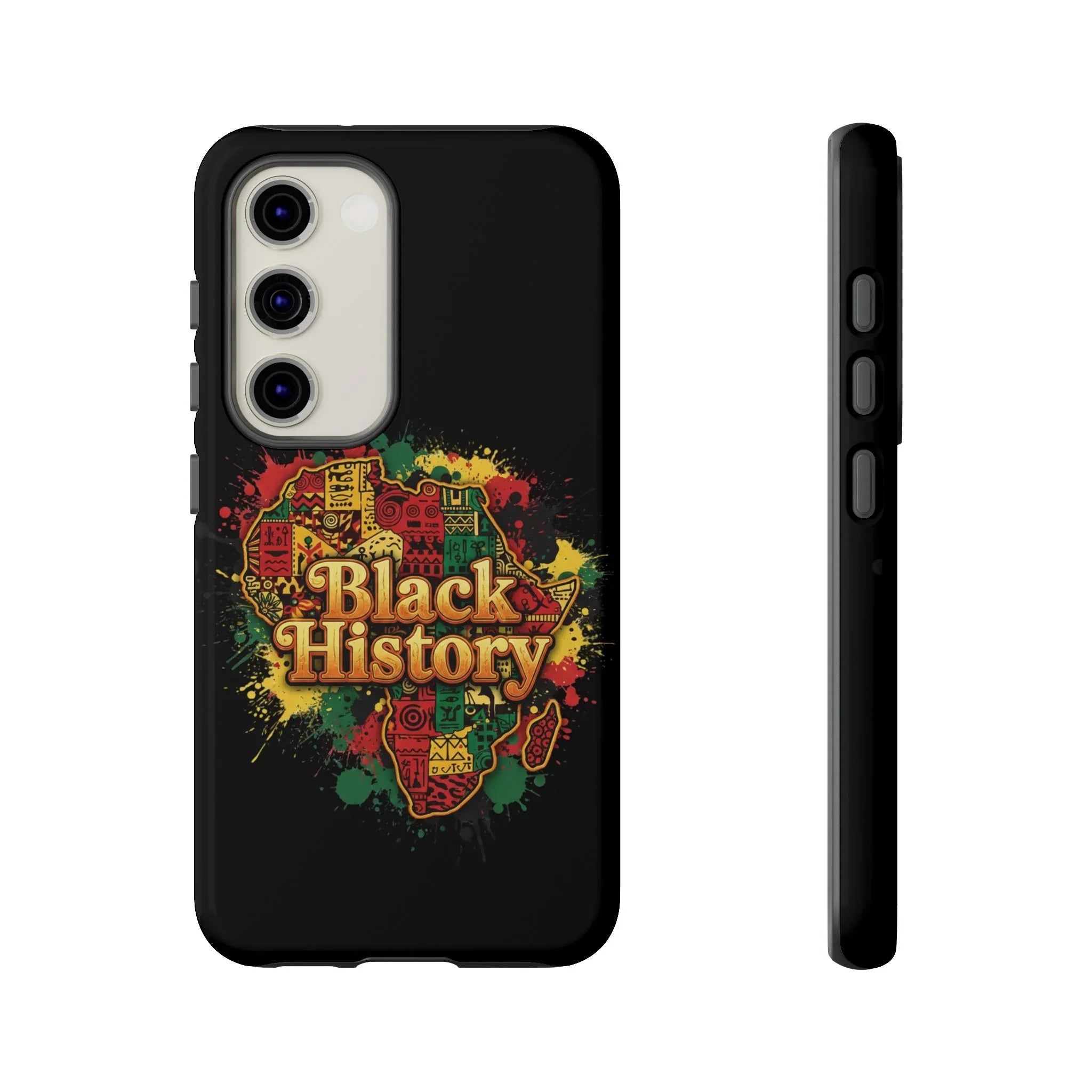 Black History Phone Case — Afrocentric Map Design, Bold Red‑Green‑Gold Splash - DiwaKi
