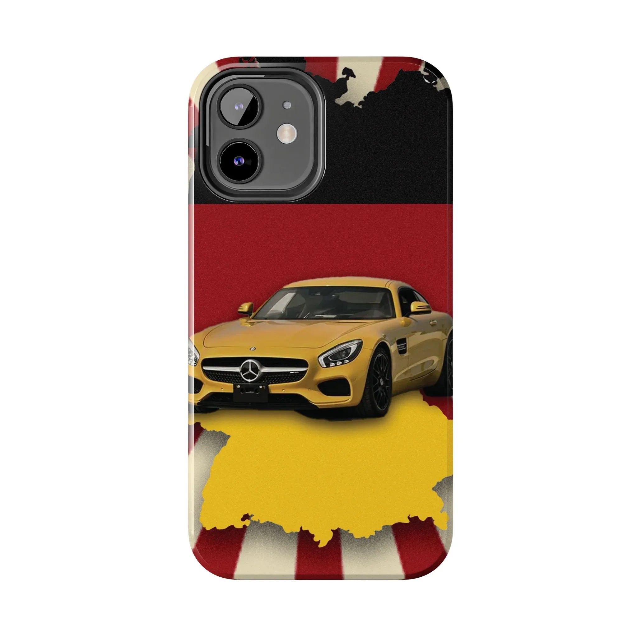 Mercedes Sports Car Tough Phone Case — Yellow GT on Red &amp; Black Background - DiwaKi
