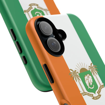 Ivory Coast Flag Tough Phone Case — Orange White Green Shield Crest - DiwaKi