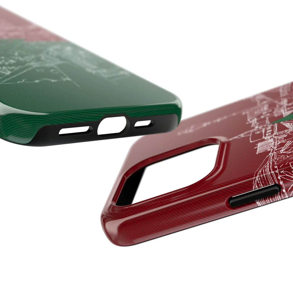 Morocco Flag Sketch Tough Phone Case — Red &amp; Green Casablanca Cityscape - DiwaKi